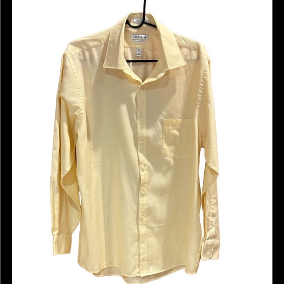 Van Heusen Men's Yellow Button Down Shirt Size 16-1/2 - Picture 1 of 4